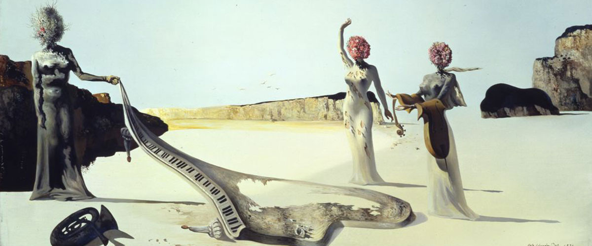 Detail from Salvador Dali's painting "Three young surrealist women holding in their arms the skins of an orchestra"