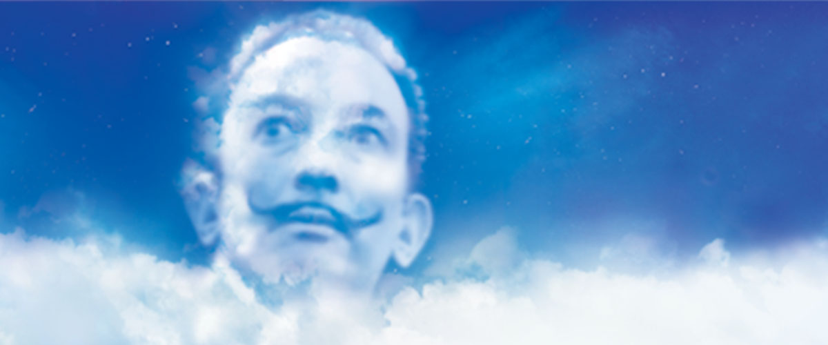 Sky with Dalí’s face created from clouds and the caption “Dare to Dream”