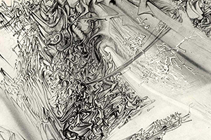 Detail of Pi-Mesonic Angel Dali drawing