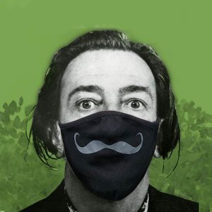 Salvador Dali with a mustache mask