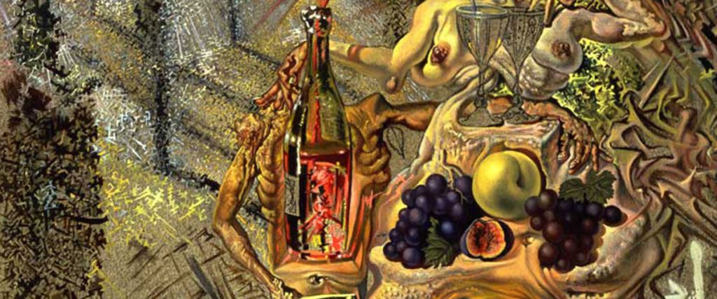 Detail from Salvador Dali's "Dionysus Spitting the Complete Image of Cadaqués on the Tip of the Tongue of a Three-Storied Gaudinian Woman"