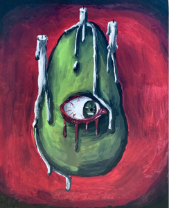 A pear with an eye in the middle