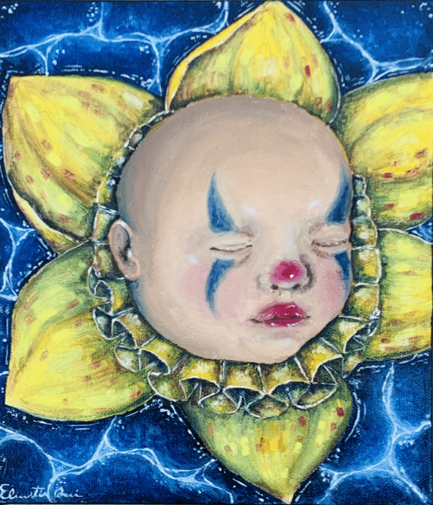 A baby head in a sunflower