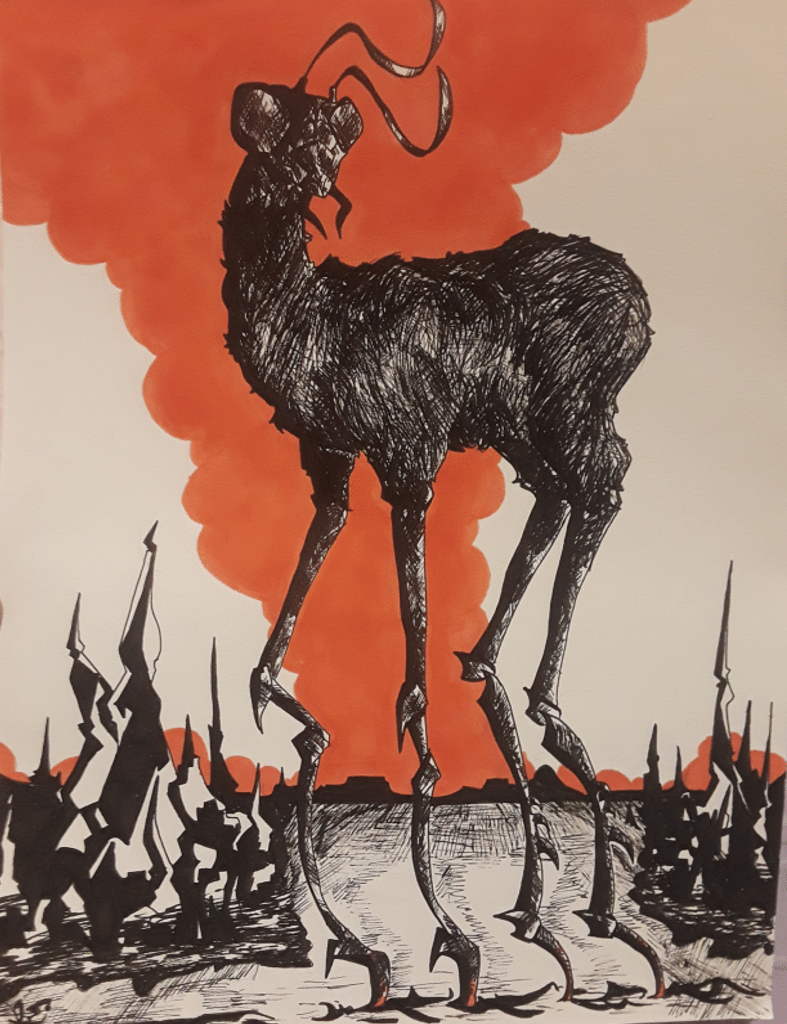 "Nightmares" by Isabel Mahoney .The Dali's Student Surrealist Art Exhibit
