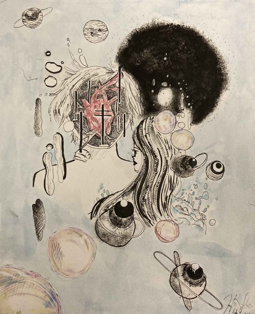 The Dali's Student Surrealist Art Exhibit, Bubbles and Eyeballs by Beatrice Divinagracia
