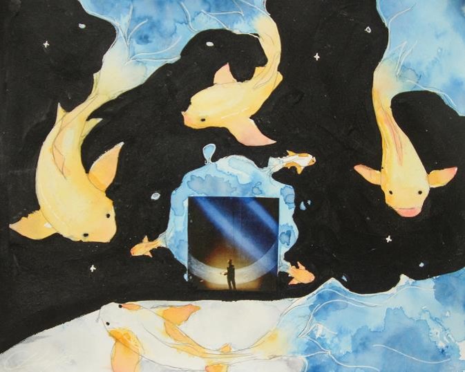 The Dali's Student Surrealist Art Exhibit, Swimming Through the Galaxy by Dani Delgado

