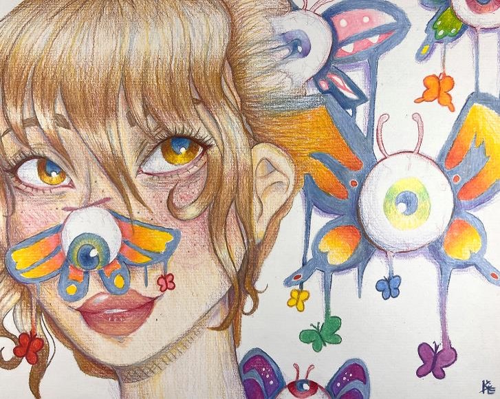 A girl with a butterfly nose
