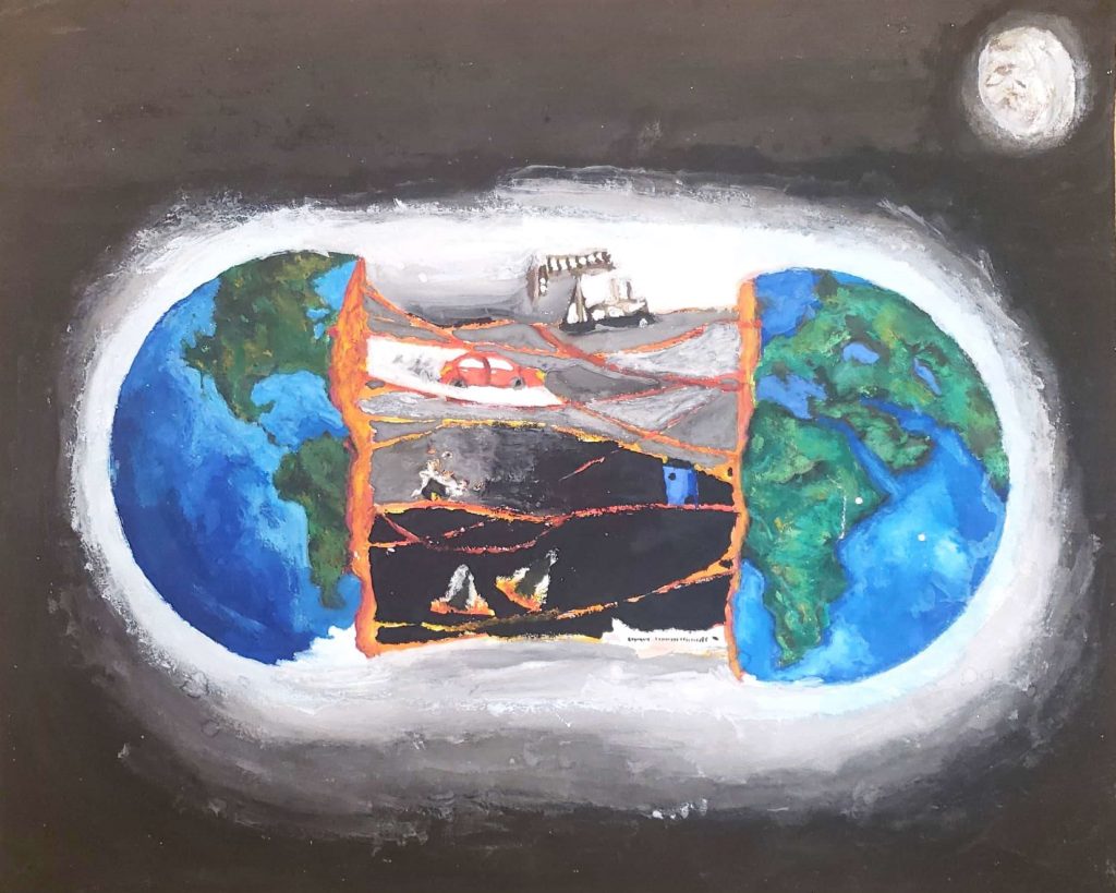 The Dali's Student Surrealist Art Exhibit, Split Earth Problems by Allie Lewis