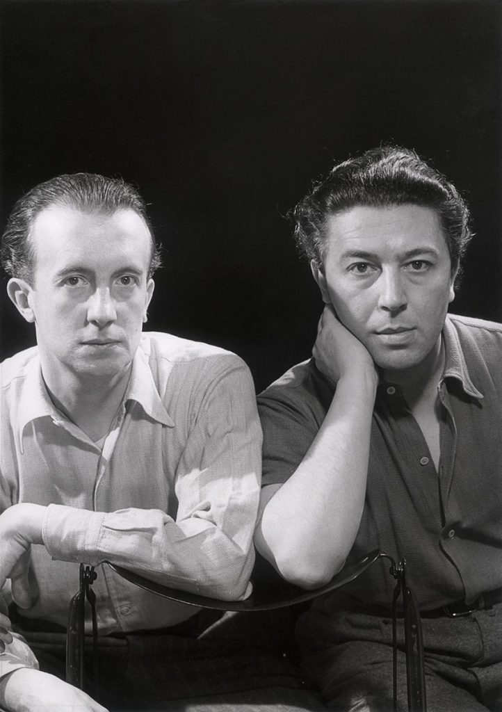 Paul Eluard and Andre Breton, shot by Man Ray, 1930.