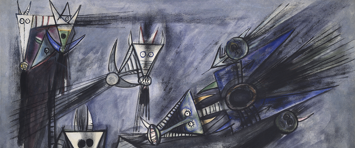Wifredo Lam; 1947; Oil on canvas; 30 1/4 x 40 1/8 in.(76.8 x 101.9 cm); The Joseph H. Hirshhorn Bequest, 1981