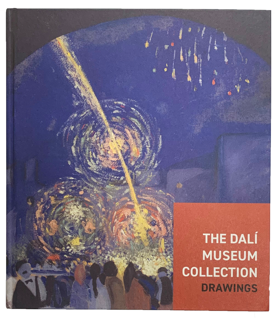Front cover of Dalí's Drawings catalog with painted fireworks scene 
