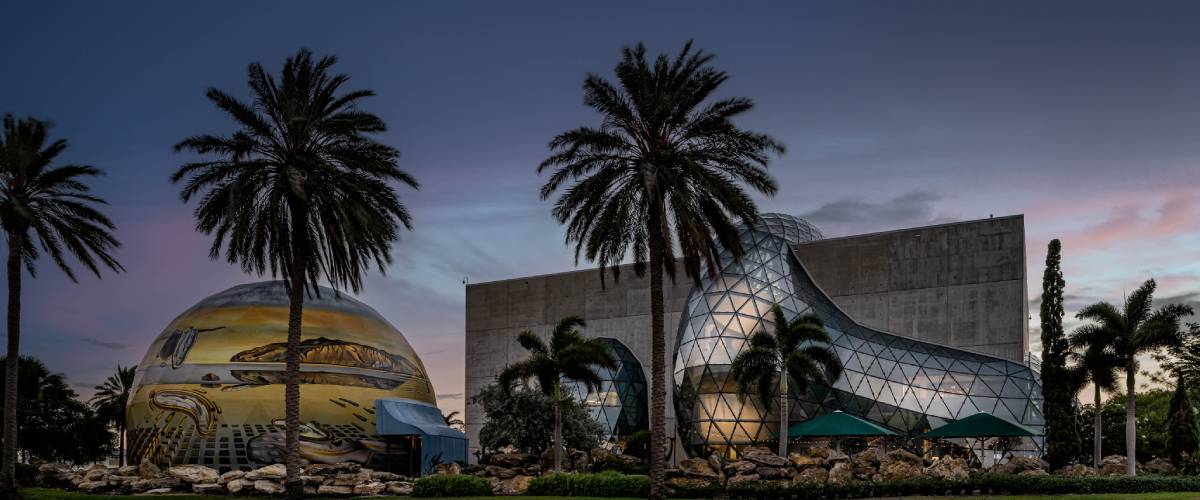 an image of The Dalí Museum and The Dalí Dome at night