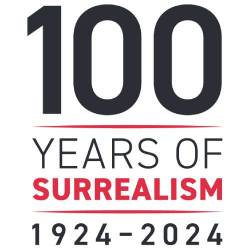 100 Years of surrealism logo in black and red